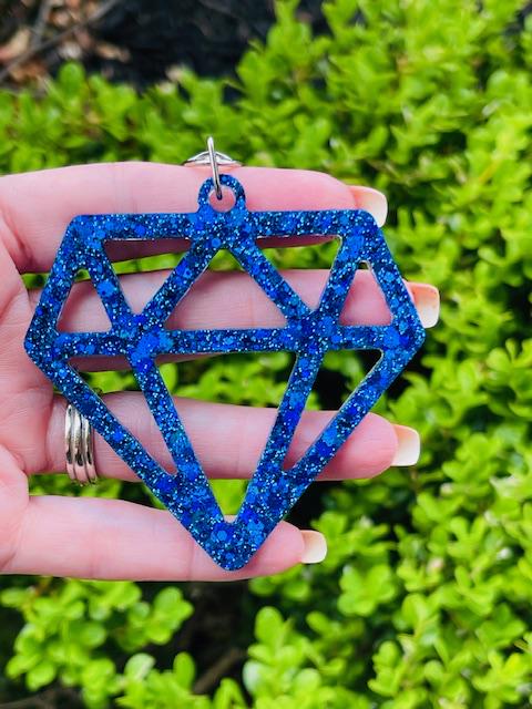Diamond, Sapphire, Emerald or Ruby glitter resin keychain/bag charm-Pearland Dawson Diamonds drill team-CFHS Emeralds - Dickinson Diamonds