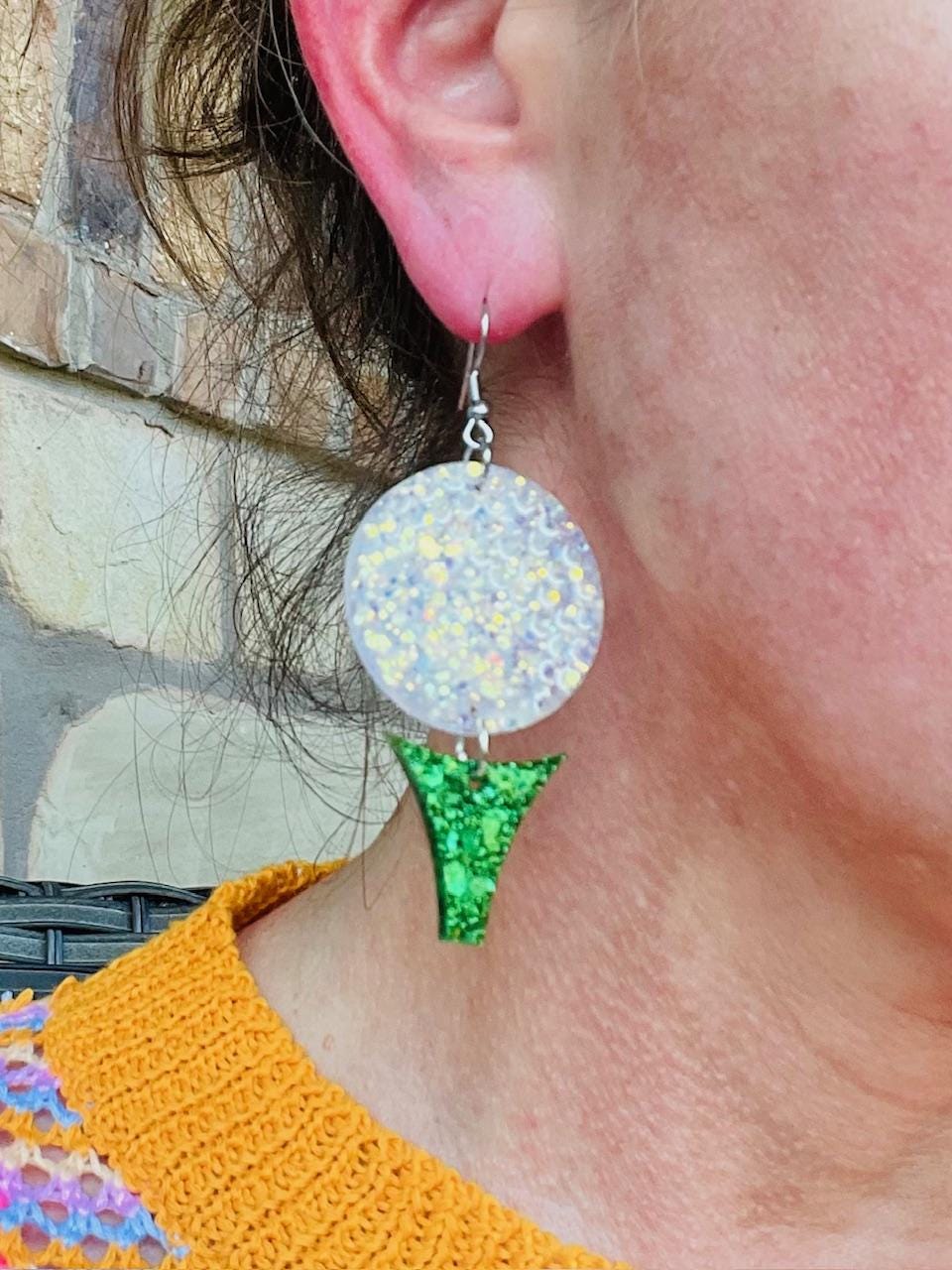 Lightweight Golf ball & Tee resin earrings - handcrafted - Multiple colors - handmade jewelry