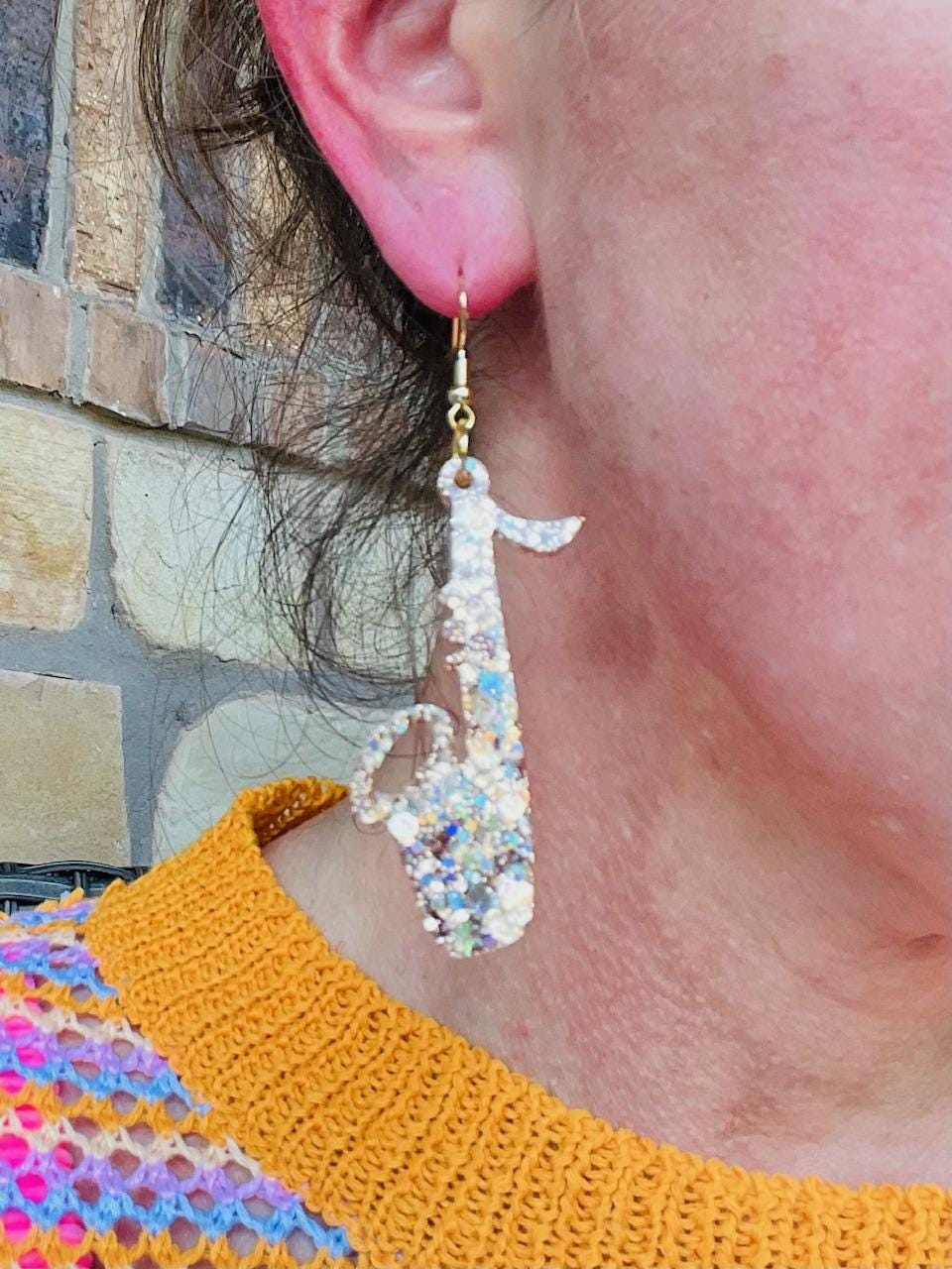 Saxophone resin earrings - handcrafted - handmade jewelry