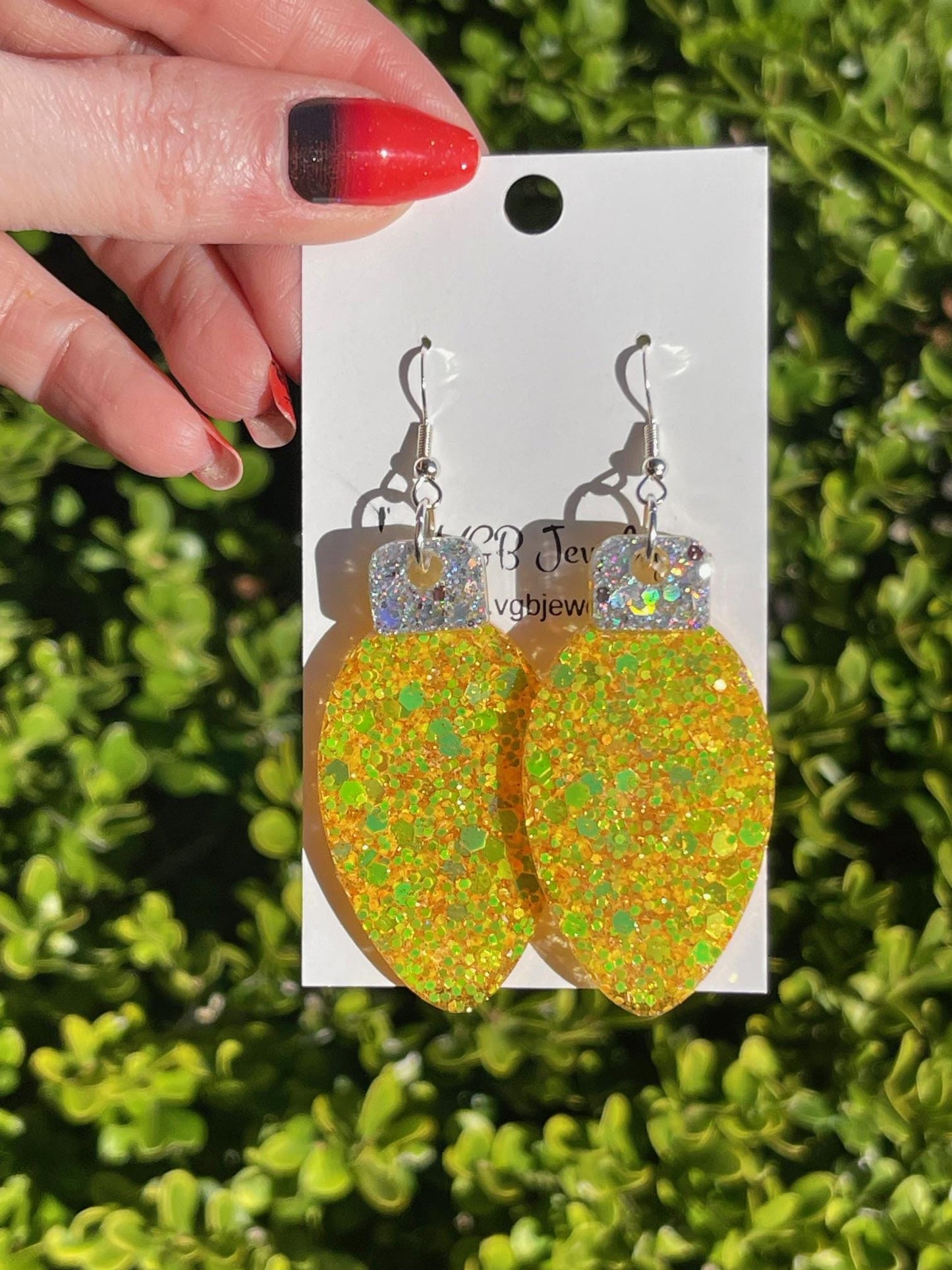 Christmas bulb resin earrings- Multiple colors available - Xmas light jewelry