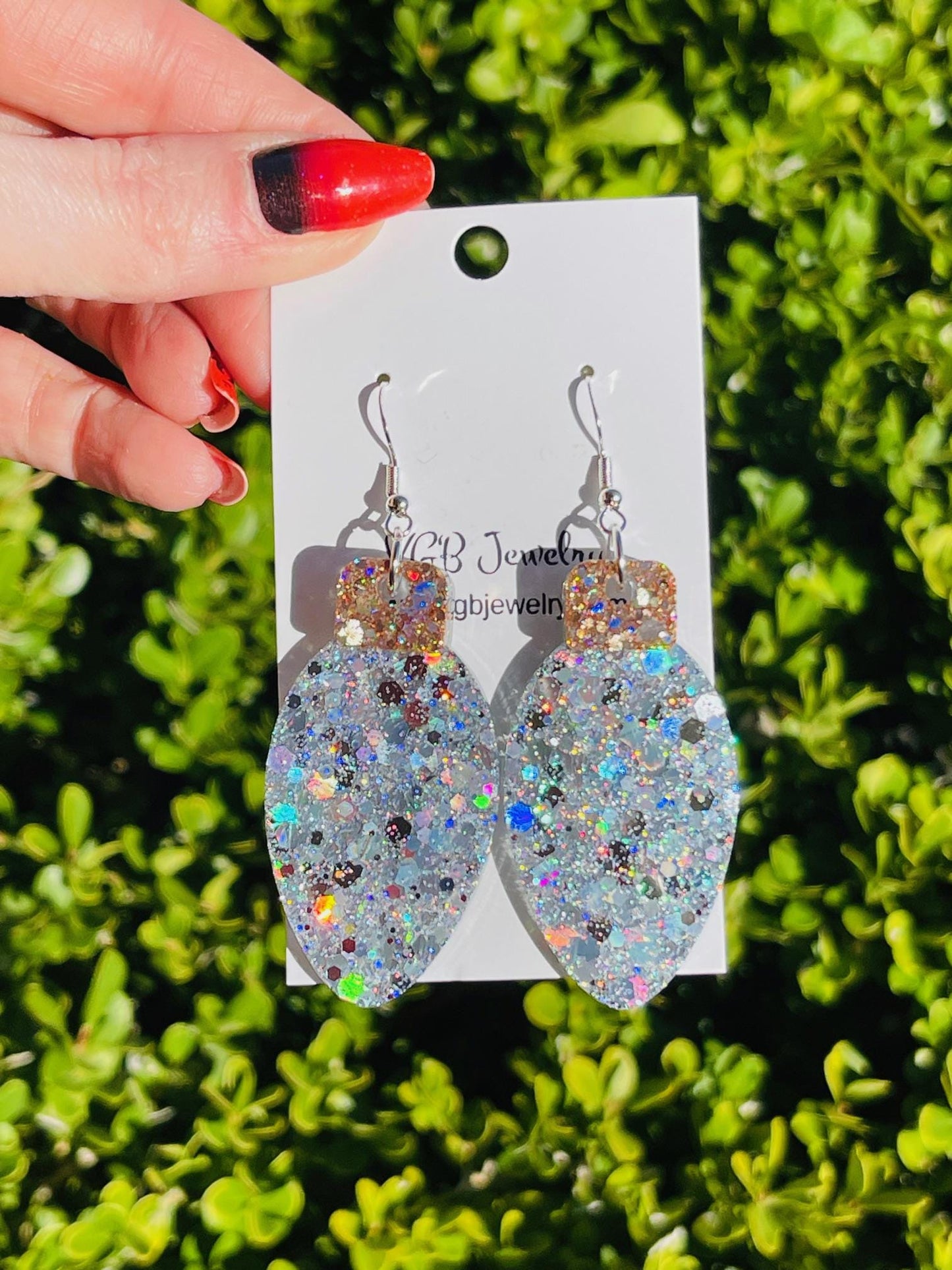 Christmas bulb resin earrings- Multiple colors available - Xmas light jewelry