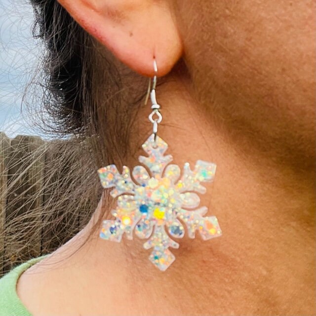 Sparkly Snowflake earrings - 8 different styles - handmade jewelry