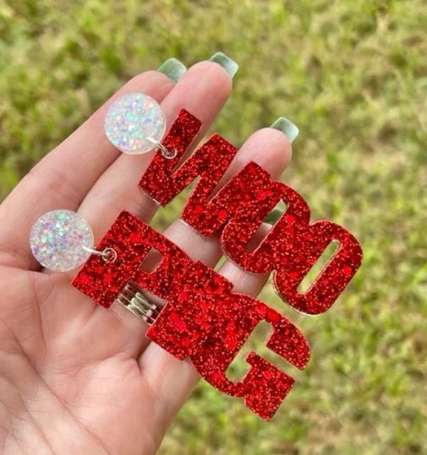 Customizable College Game Day Glitter Resin Earrings