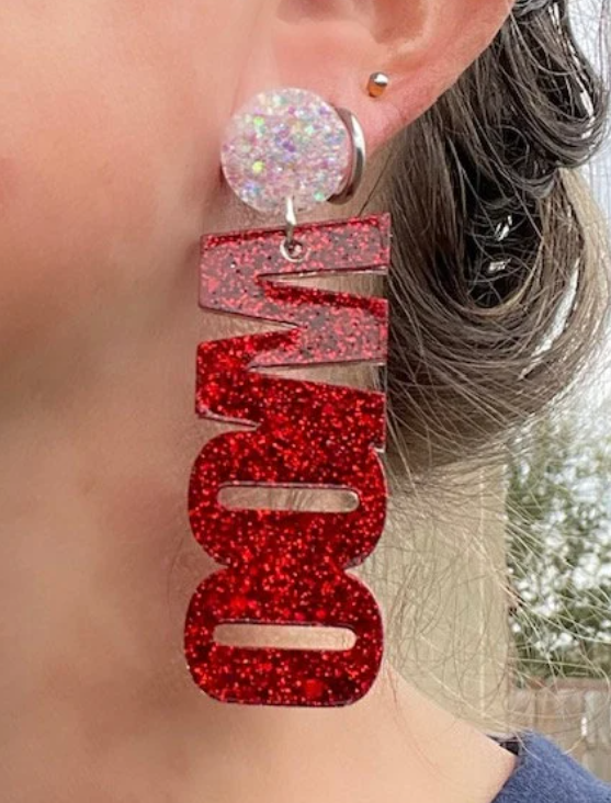 Customizable College Game Day Glitter Resin Earrings