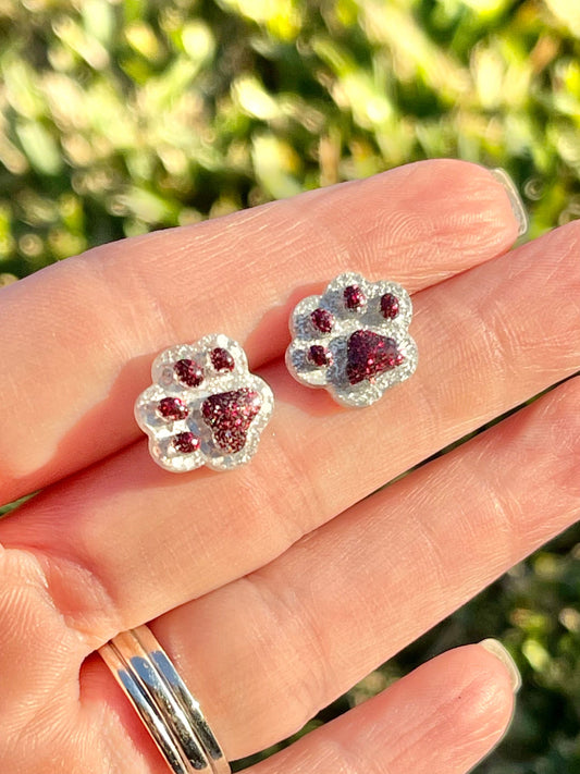 Paw print resin studs