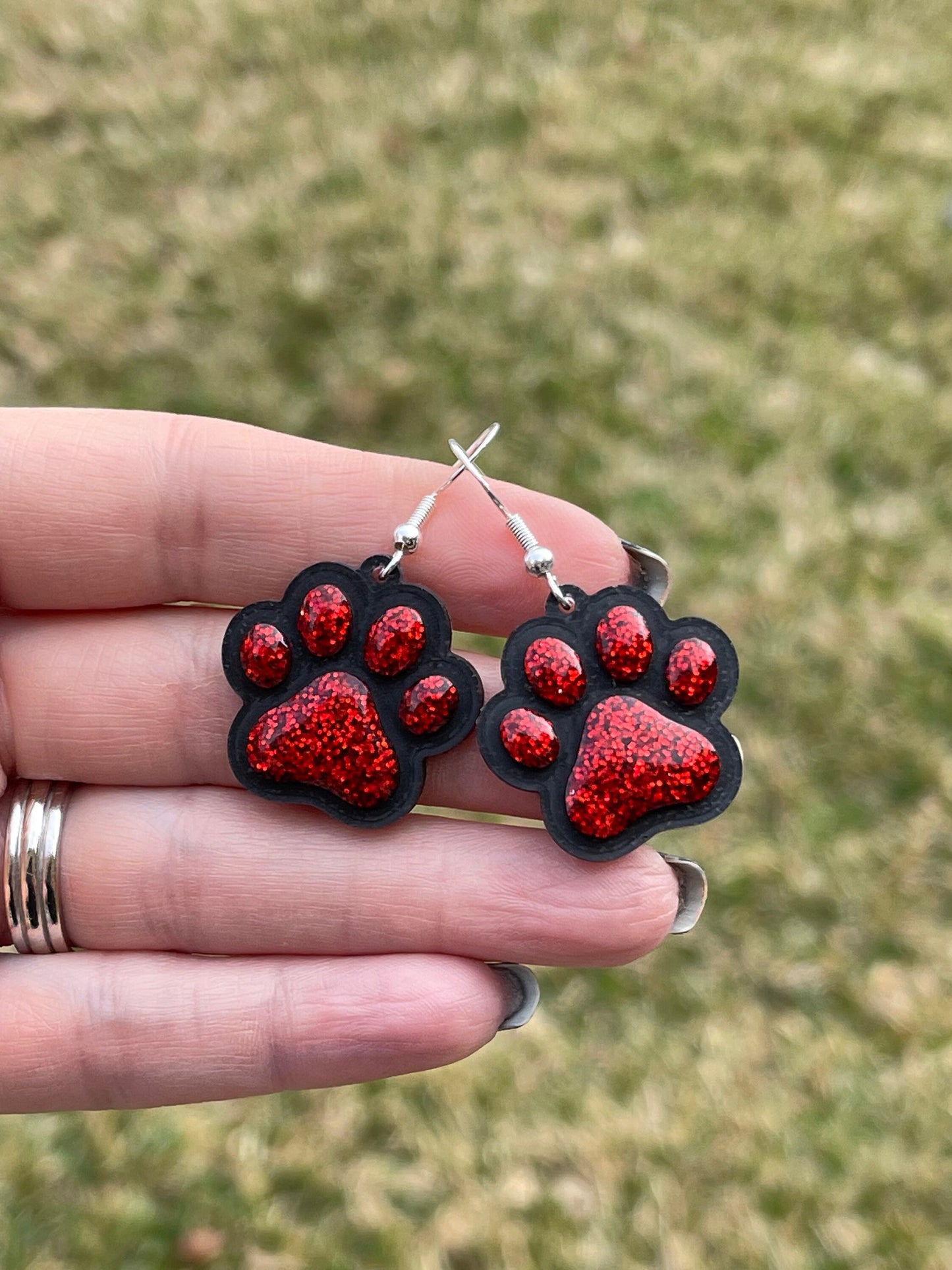 Paw print resin earrings - School spirit