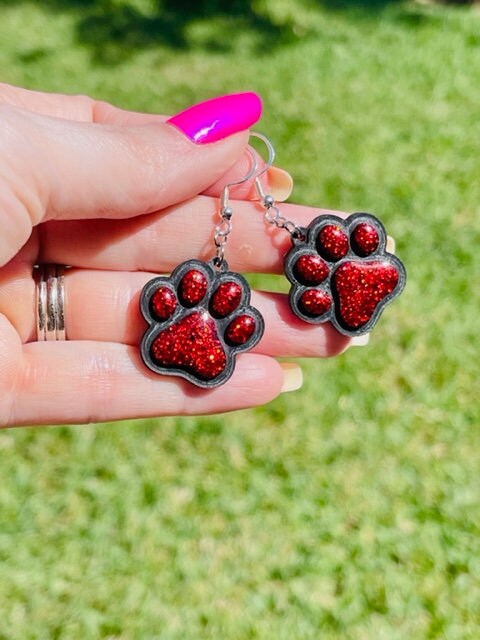 Paw print resin earrings - School spirit
