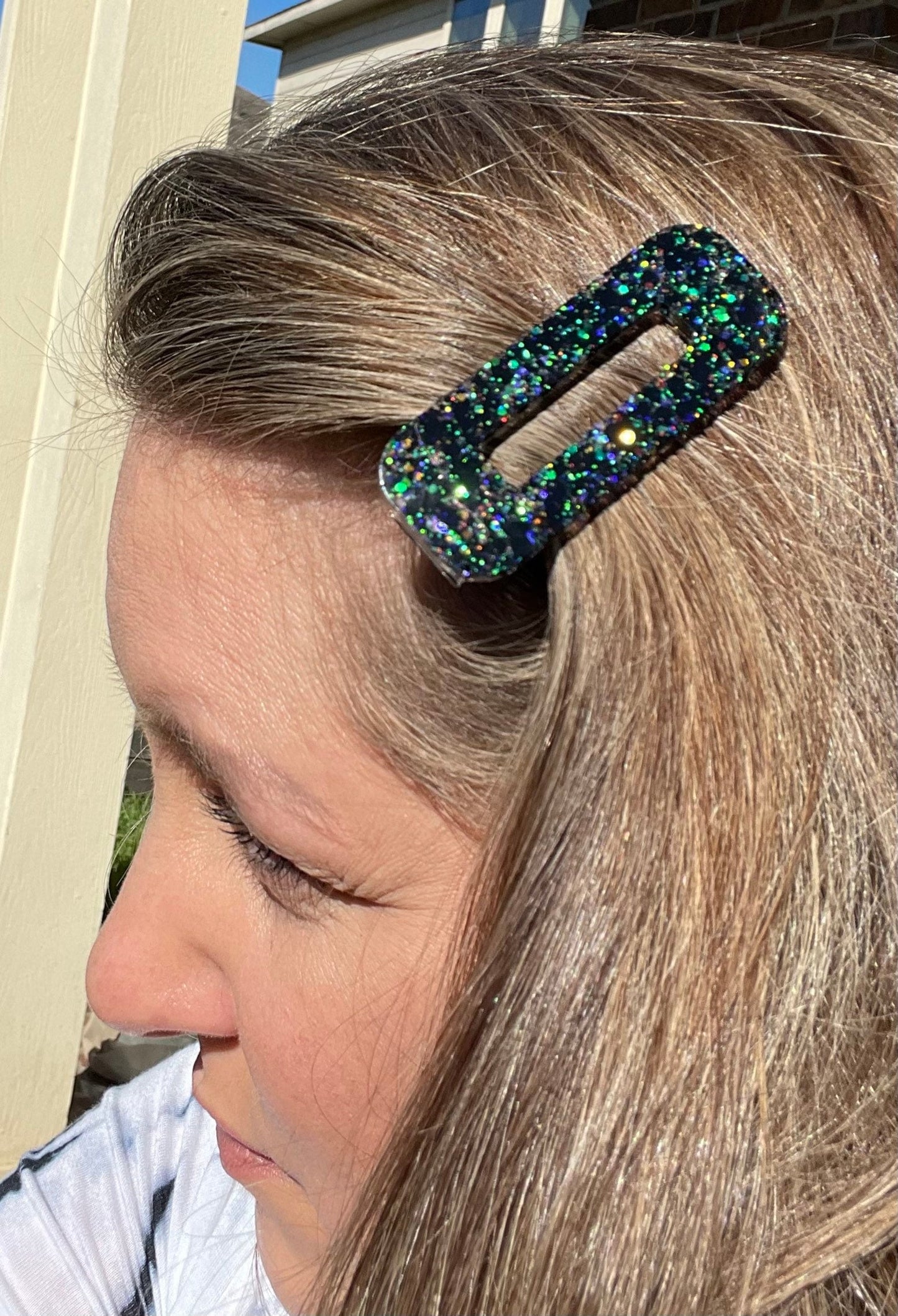 Glitter resin hair clips/barettes - set of 2