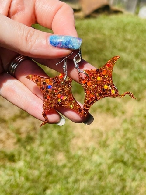Stingray resin earrings - Texas City Stings