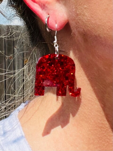 Political earrings - Red Republican Elephant/Blue Democrat Donkey