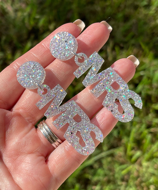 MRS glitter resin earrings