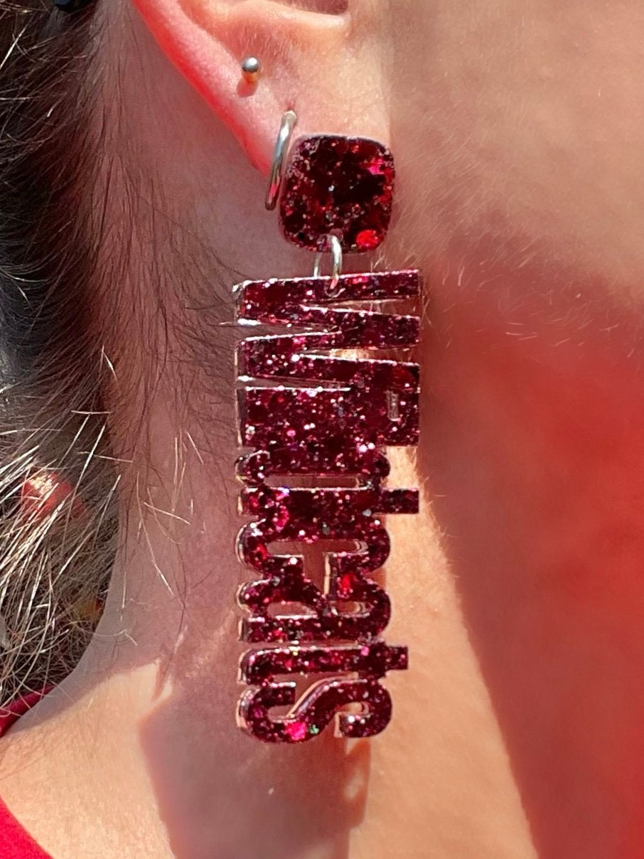 Wildcat Game Day Glitter resin spirit earrings