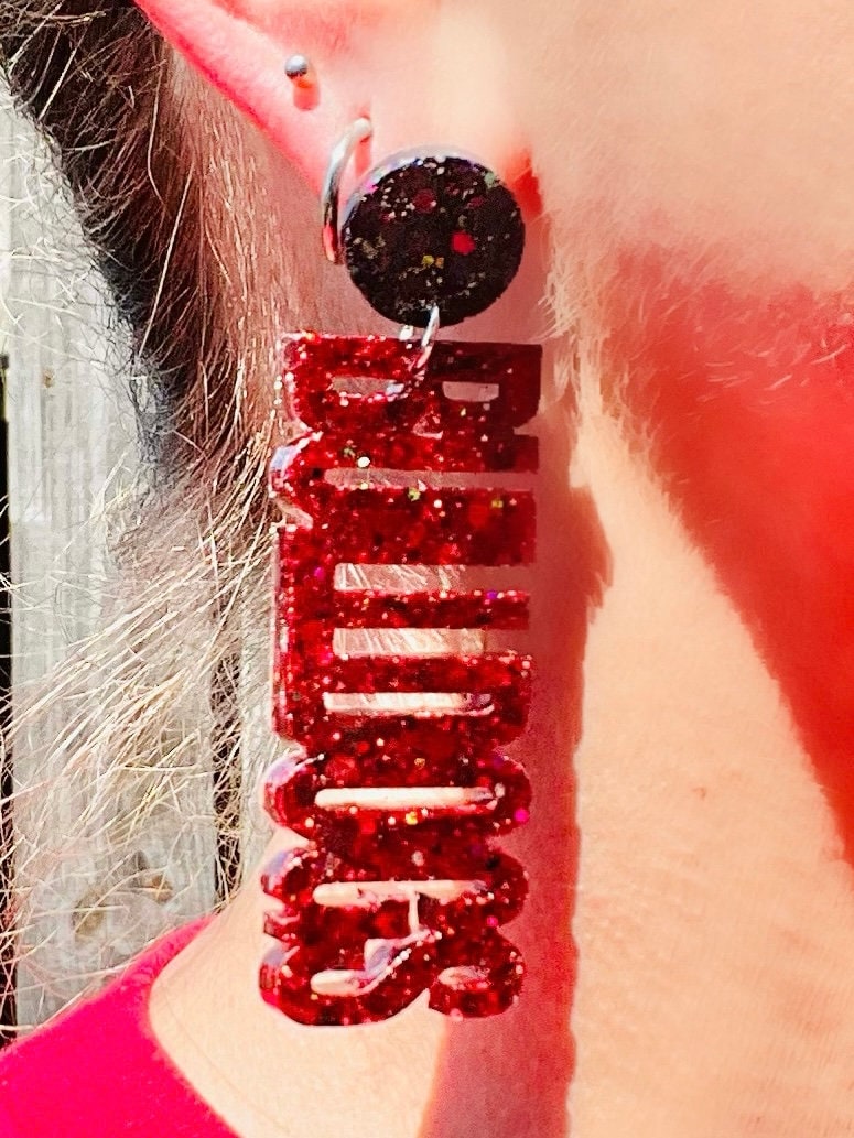 Bulldogs Game Day glitter resin earrings