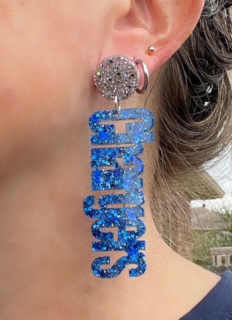 Chargers game day glitter resin earrings