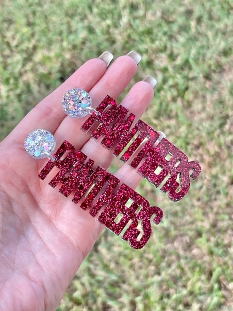 Panthers Game Day spirit earrings - Victory Lakes - VLI Panthers - resin earring - Panthers jewelry - Customizable handmade jewelry