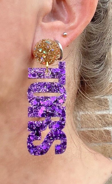Ball High School Tors Game Day glitter resin earrings
