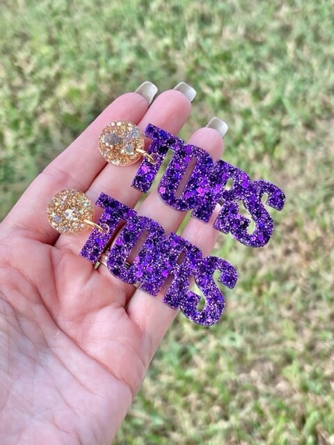 Ball High School Tors Game Day glitter resin earrings