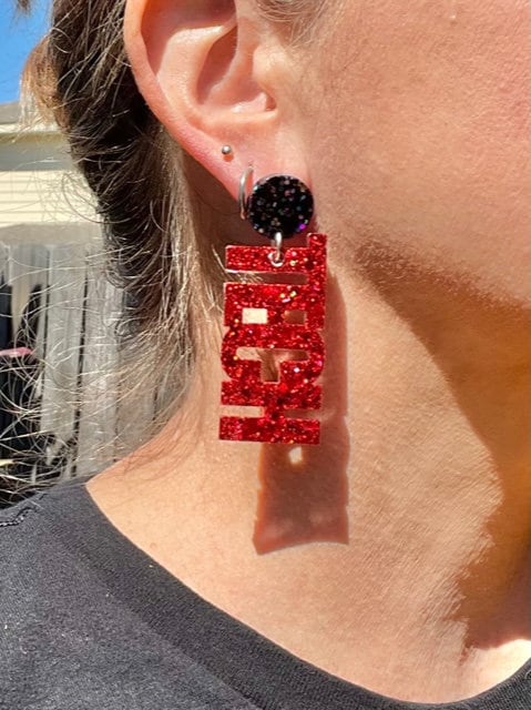 Texas Tech Red raider glitter resin earrings