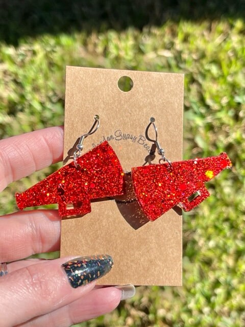 Cheer megaphone glitter resin earrings