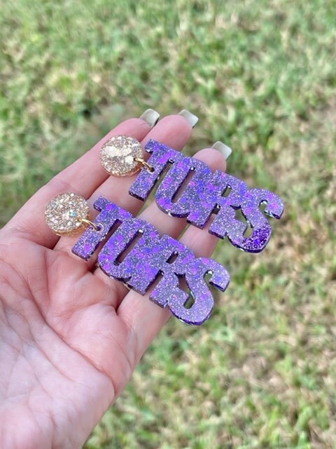 Ball High School Tors Game Day glitter resin earrings