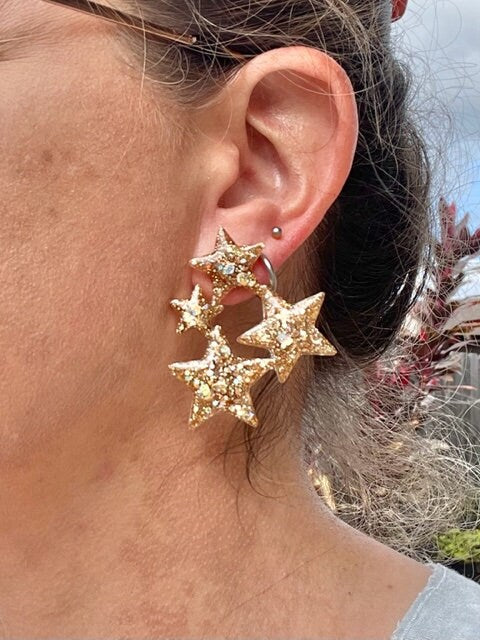 Glitter resin Star cluster resin earrings