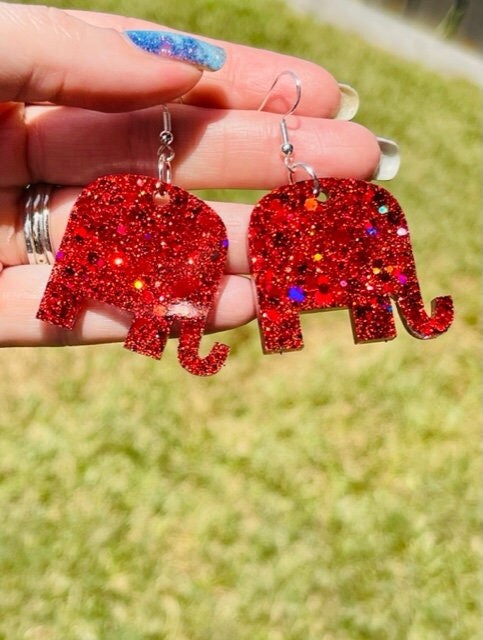 Political earrings - Red Republican Elephant/Blue Democrat Donkey