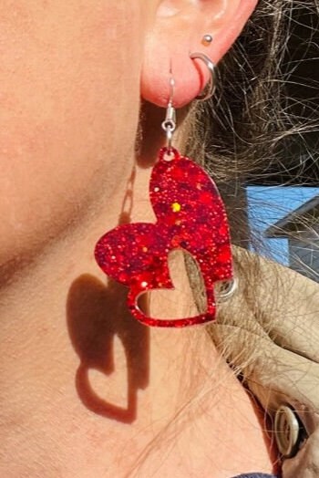 Cutout Heart glitter resin earrings