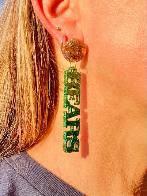 Bears Game Day Glitter resin earrings