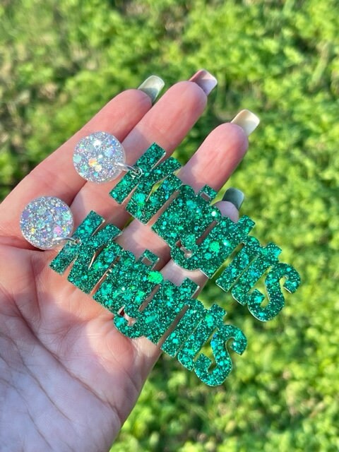 Knights Game Day glitter resin earrings
