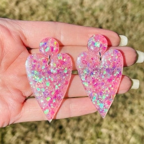 Resin Heart earrings- Lover era earrings - various colors - handmade jewelry