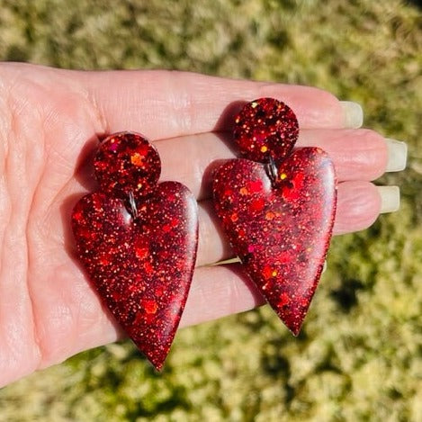 Resin Heart earrings- Lover era earrings - various colors - handmade jewelry