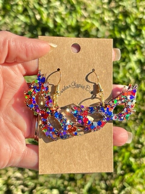 Mardi Gras Mask resin earrings - Fat Tuesday - handcrafted