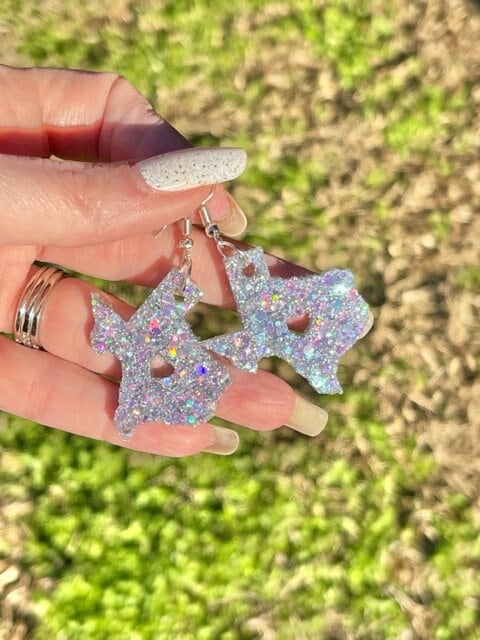 Heart of Texas dangle resin earrings