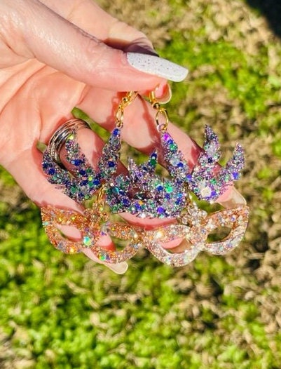 Mardi Gras Mask resin earrings - Fat Tuesday - handcrafted - 2 styles