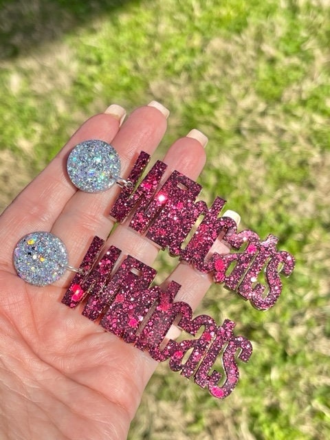 Wildcat Game Day Glitter resin spirit earrings