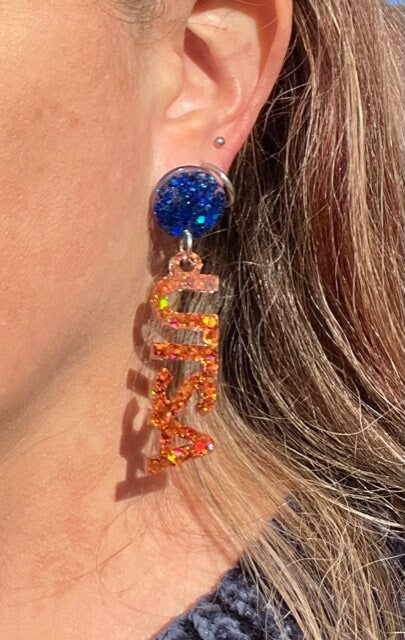 UTSA glitter resin earrings - University of Texas San Antonio earring