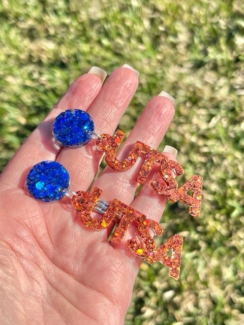 UTSA glitter resin earrings - University of Texas San Antonio earring