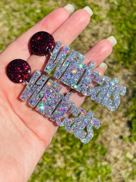 Wildcat Game Day Glitter resin spirit earrings