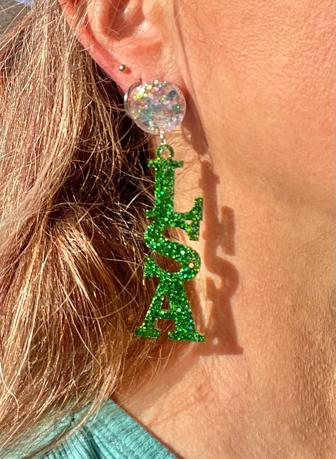 Lutheran South Academy (LSA) glitter resin earrings