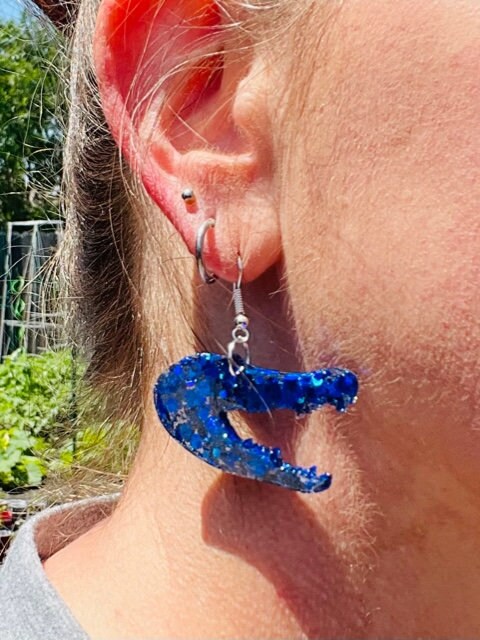 Gator glitter resin earrings