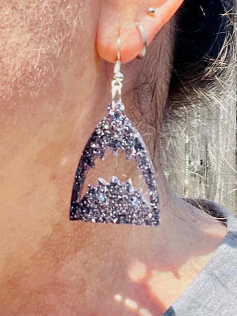 Shark glitter resin earrings