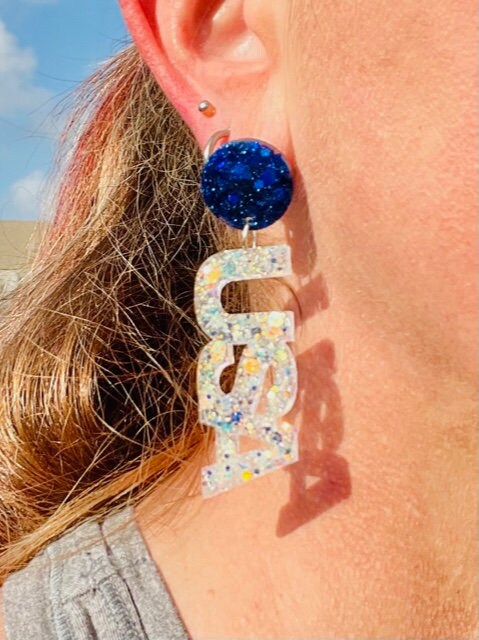 USA glitter resin earrings