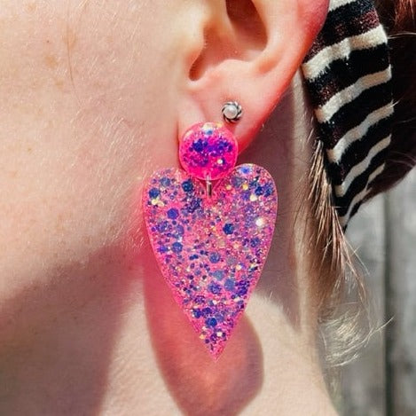 Resin Heart earrings- Lover era earrings - various colors - handmade jewelry