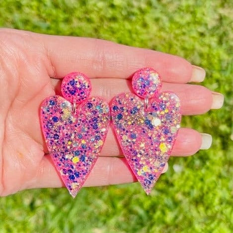 Resin Heart earrings- Lover era earrings - various colors - handmade jewelry