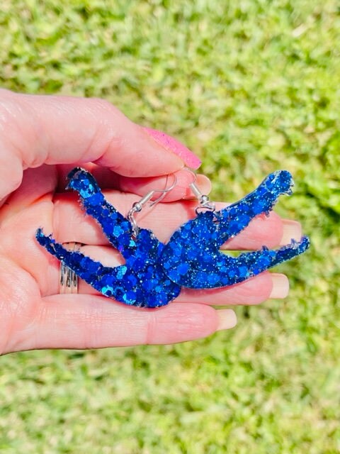 Gator glitter resin earrings