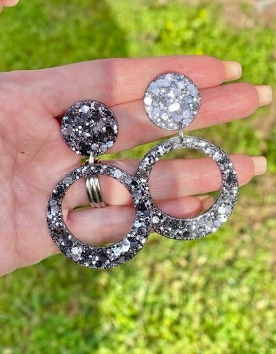 Glitter Hoop resin earrings