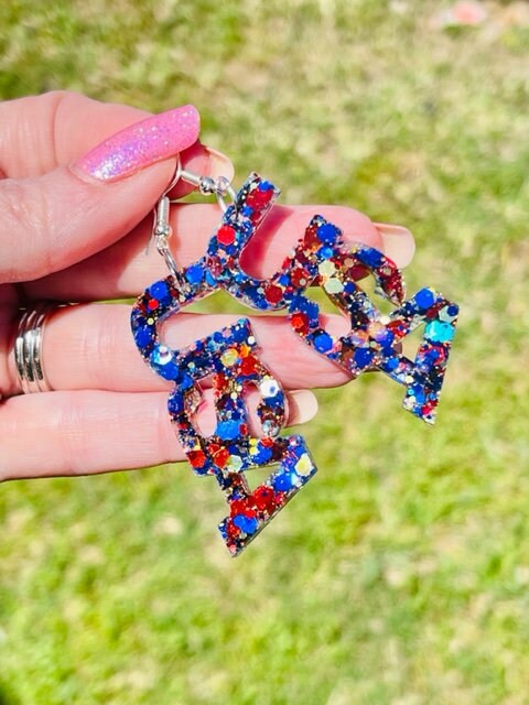 USA glitter resin earrings
