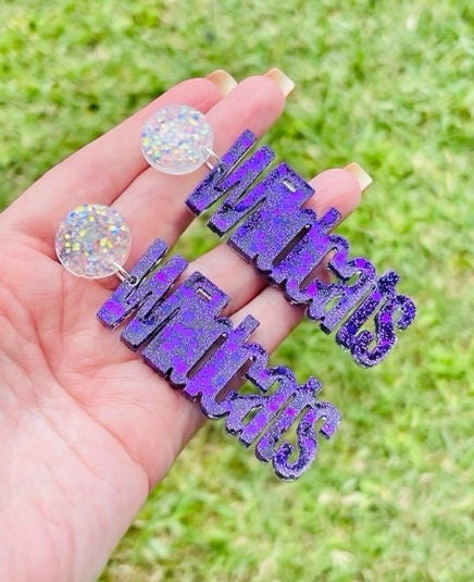 Wildcat Game Day Glitter resin spirit earrings