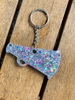 Cheer megaphone glitter resin keychain