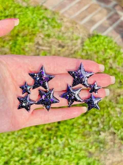 Glitter resin Star cluster resin earrings
